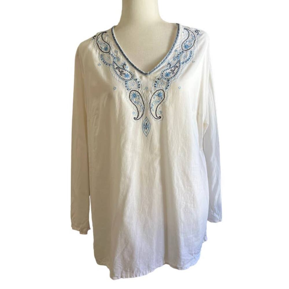 Vintage Fashion Bug Embroidered Cotton Tunic Boho Peasant Top 18/20